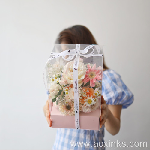 Transparent Flower Box Packaging Bouquet With Pvc Window